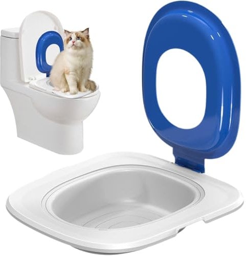 Wedhapy Cat Toilet Trainer Kit Detachable Cat Toilet Trainer Portable Toilet Training for Cats Reusable Cat Potty Toilet Training Kit Anti-Slip Cat Litter Box Trainer HOME