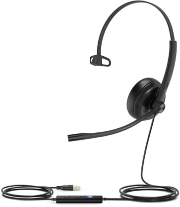 Yealink UH34 Wired Headset, Single Ear USB Headphones with Noise Cancelling Mic, Teams Certified, Mono Headset for PC Laptop VoIP Phone, All Day Comfort Design, Mute Button