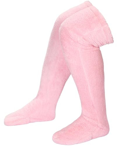Sintege hasta la Rodilla de Felpa Calcetines Peluche Overknee Calcetines Fluffy (Largo, Pink, 1 piezas)