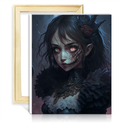 TANGFEIY Peinture à l'huile sur toile Manga Vampire Peinture Adultes Débutant avec Pinceaux et Pigment Acrylique Image pour Décoration Maison Cadeau Avec Cadre (40x50cm)