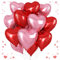 Pink Red Heart Balloons, 18 Inch Light Heart Foil Shape Balloon, 12PCS Pearl Red Pink Helium Foil Love Balloon for Birthday Bridal Shower Engagement Wedding Valentine Party Decorations