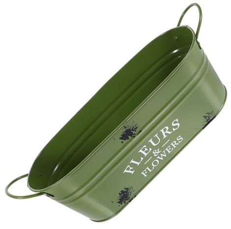 Kisangel Pot De Fleurs Rétro en Étain Pot De Fleurs Surélevé Vintage Jardinières Ovales Galvanisées De Jardin Seaux D'Intérieur Jardinière