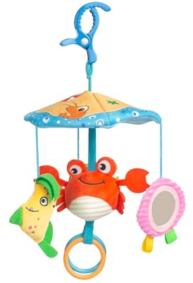 Sensillo - Kinderwagen Spielzeug Babys, Karussell Kinderwagenkette, Anhänger Kinderbuggy - Plüschtier Kinderbett, Babyschale, Spielzeug für Babys & Kleinkinder ab Geburt - Krabbe