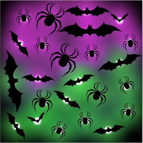 Halloween Deko Spinne Fledermaus Aufkleber | 3D Fledermäuse Spinnen Wandaufkleber, Fledermausförmige Aufkleber für Zuhause Wand Fensterzubehör DIY Halloween Deko Set