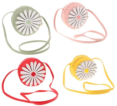 Garneck 4stücke Mini-gänseblümchen-umhängetasche für Junge Mädchen Kleine Handtasche für Mädchen Gemusterte Umhängetasche Kinderhandtasche zum Einkaufen und Reisen Aufbewahrungstasche