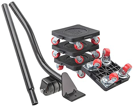 ZGHQHCDRH Heavy-Duty Skate, 6-Inch teel Tri- Mover Tool et with Lifter, 5Pcs, 880lbs Load Capacity(4wheel Plastic Dollies)