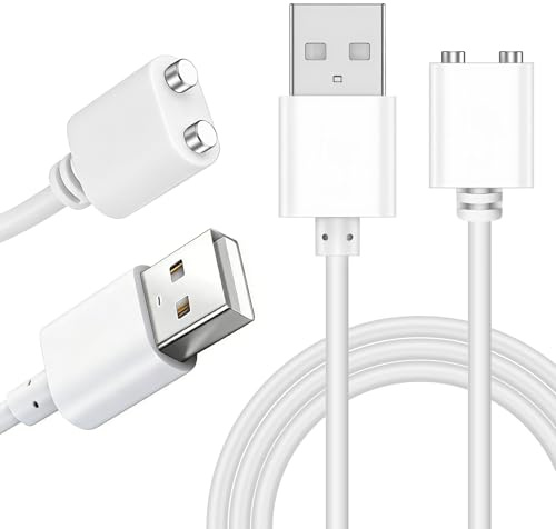 Leikedun 2 Stück Universal 7mm Magnetisches USB-Ladekabel für Massagegeräte, Taschenlampe, Gesichtsreiniger, Smartwatch und mehr, Magnetisches 2-Pin USB-Kabel Ersatzladekabel 0,8m - Weiß