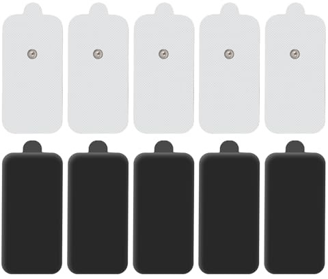 CanQuanSWZX 10 Pack Large 5x10cm Snap Electrode Pads, Reusable Self-Adhesive TENS Pads with 3.5mm Snap Connectors, White Replacement Pads