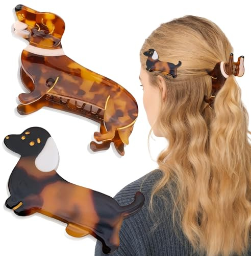SoundZero 2 Pezzi Fermagli Per Capelli Bassotto, Pinza Per Cane Salsiccia, Accessori bassotto Per acconciature da donna, Fermaglio per capelli a forma di animale, Di Clip Di Bassotti