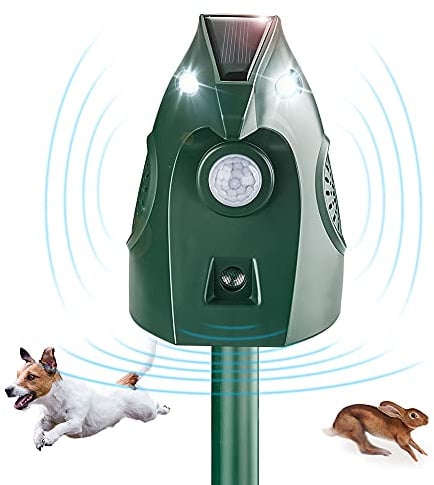 Katzenschreck für Garten, 2 Modi Katzenschreck Ultraschall mit Blinklicht, Solarbetriebene Katzenabwehr und Marderschreck, Automatisch Wasserdicht Tiervertreiber für Katzen, Tauben, Kaninchen