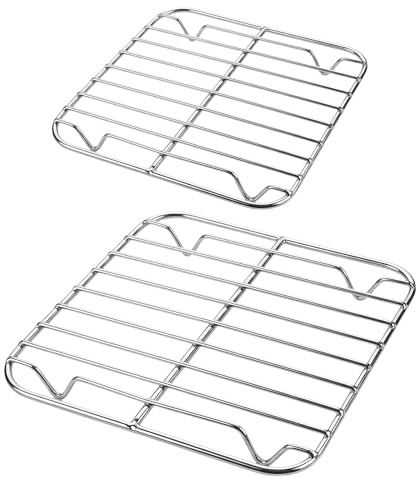 Nivofu Juego de 2 parrillas para freidora de aire caliente de acero inoxidable 304, rejilla de accesorios para airfryer (13 x 13 cm y 19,5 x 19,5 cm), apta para lavavajillas, accesorios para freidora