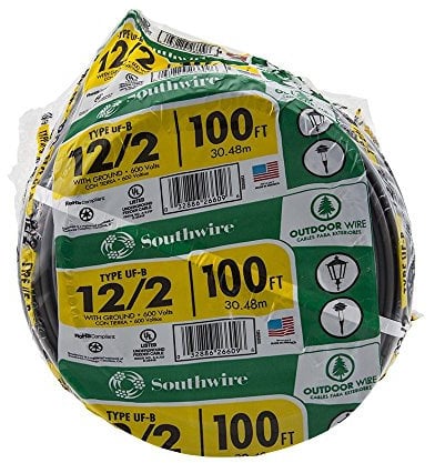 Southwire SW# 13055926 Cavo esterno, 12/2WG UF, 30,4 m, bobina, approvato per cablaggio con interramento diretto