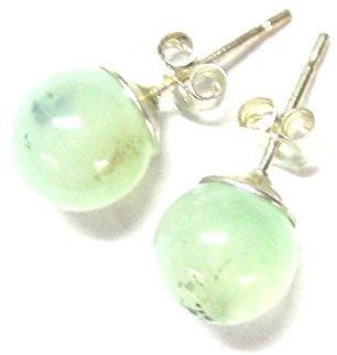 Ohrstecker Chrysopras Kugel 8 mm 925er Silber