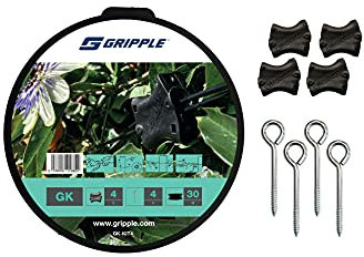 Gripple Starter Kit Easy Way To Trellis & Support Garden Plants Roses etc. 30 Metre Black