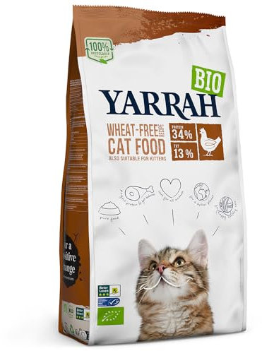 Yarrah Bio - Comida para gatos con pollo y pescado, sin cereales, 2 x 800 g