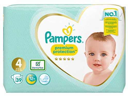 Pampers Premium Protection Windeln, Größe 4 Maxi (9-14 kg), 1er Pack (1 x 39 Stück)