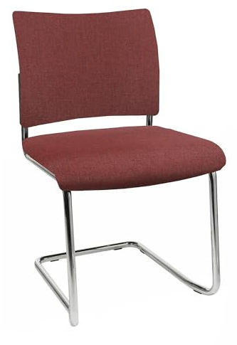 TOPSTAR | Besucherstuhl | stapelbar | Chrom | gepolstert | 480 x 450 x 840 | Stapelbar, Freischwinger, Rückenlehne gepolstert, VE 2 Stk, bordeaux