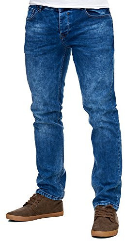Reslad Jeans-Herren Slim Fit Basic Style Stretch-Denim Jeans-Hose RS-2063 Blau W38 / L34
