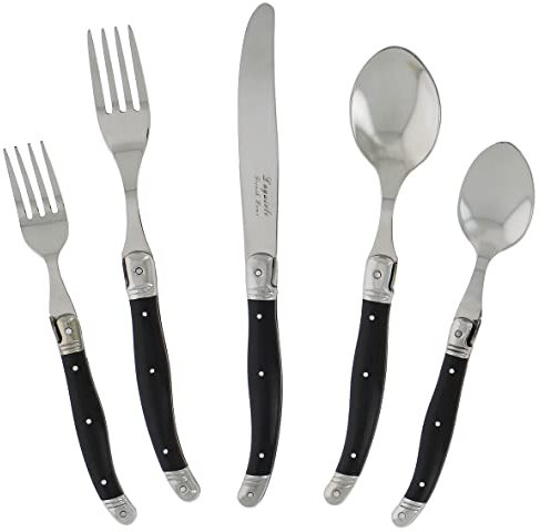 French Home LG122 20 Piece Laguiole Flatware, Black
