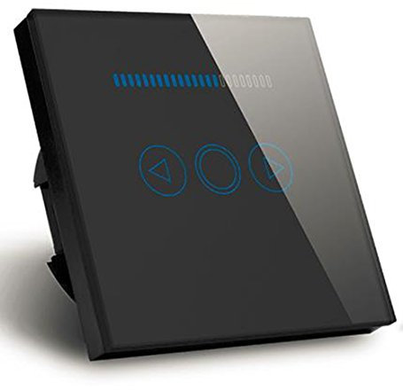 Interruttore dimmer a LED, 500 Watt temperato, funzione touch, secondo standard UE, Nero
