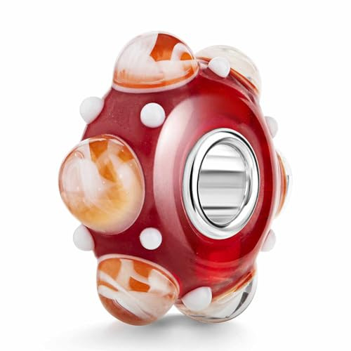 MATERIA by Matthias Wagner 3D Glas Bead Element rot orange für Beads Armband 433