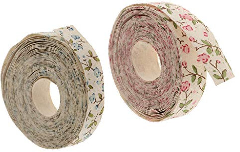 SM SunniMix 2X Blumenmuster Stoffband Geschenkband, 5 Yards-15 MM