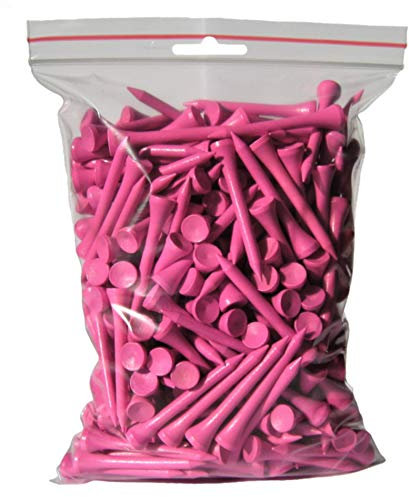 Golf TEES | 54 mm (2 1/8) | 250 Tees | Holz | Farbe: pink