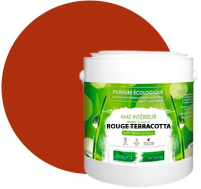 Peinture naturelle écologique aspect Mat NATURA - Tassili - Murale intérieur - 43 couleurs - 2,5 L - 45 m² (Rouge Terracotta)