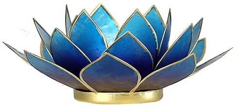 Capiz Chakra Lotuslicht violett-blau Goldrand - 13.5 cm