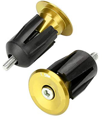 1 Para Fahrrad Lenkerendstopfen Lenkerendschieber Aluminiumlegierung Fahrrad Lenkerkappe für Rennrad Mountainbike(Golden)