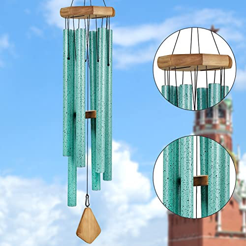 Noble House Großes Windspiel, tiefer Ton, 106,7 cm, Gedenk-Windspiel, für den Außenbereich, großes türkises Patina-Windspiel, sowohl Garten, Hof, Terrasse und Heimdekoration (blaue Patina, groß, 44)