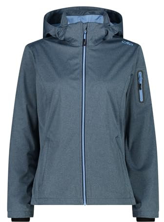 CMP Giacca In Softshell Da Donna Con Cappuccio Removibile, Blue, XS