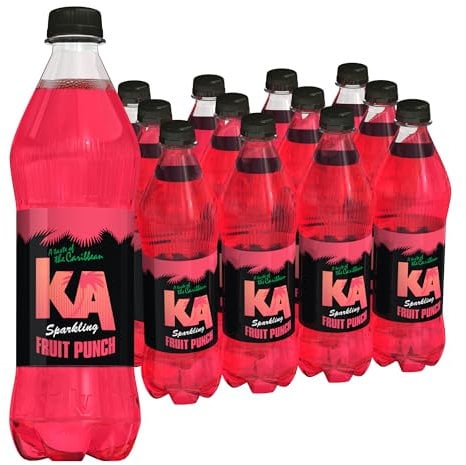 KA Caribbean Fruit Punch Fizzy Drinks - Traditional & Authentic Caribbean Jamaican Style Sparkling Drink - Soft Drinks Multipack - Fruit Punch Soda Drinks Bulk Pack - 12 x 500ml Bottles