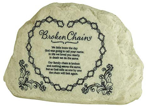 Dicksons Gedicht „Broken Chains“, Grau, 6 x 9 cm, Kunstharz