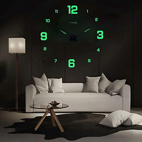 Coraltree Reloj de Pared Moderno y silencioso XXL con Espejo acrílico en 3D, Adhesivo Decorativo para casa, Hotel, Oficina, Regalo (Luminous-1)