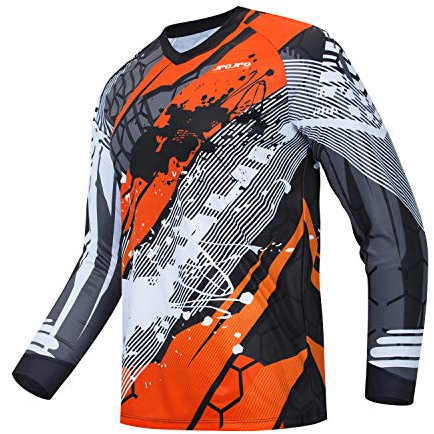PSPORT Downhill MTB Trikot Herren Langarm Mountain T-Shirt Motorrad Rennbekleidung Fahrradtrikot SJY3, XL