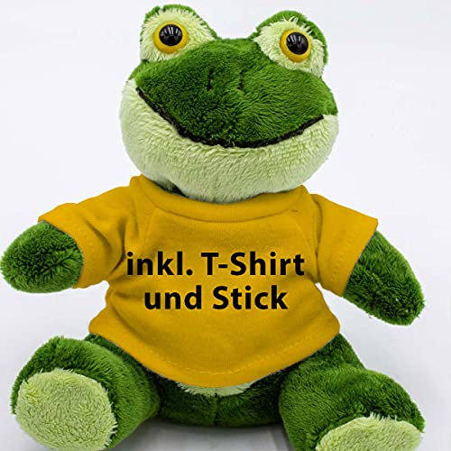 Kuscheltier Frosch Hans 14cm - inklusive-T-Shirt und kostenloser Personalisierung (Stick oder Druck)