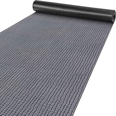 ANRO Teppich Läufer Flur Küchenteppich Schmutzfangmatte Sauberlaufmatte rutschfest Velours Grau 65x1000cm (10M) Modern