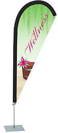 Vispronet Beachflag Wellness - versch. Bodenelemente - Höhe 2,04 m - Indoor- & Outdoor (Bodenplatte)