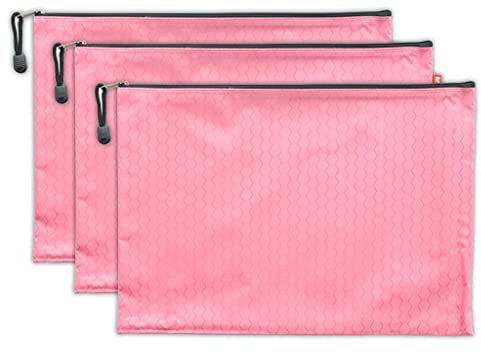 Große Dokumententasche Leinwand Reißverschluss Tote Multi-Layer Dicke wasserdichte Ordner Handtasche Einfache A4 Informationspaket (Color : Pink)
