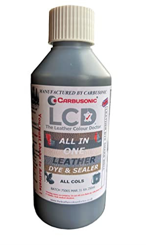 Carbusonic All in one Leather dye and sealant, Interior Leather Paint for Car Seats, Sofas, Arm Chairs, Shoes, Handbags & More. (250ml Dark Grey)