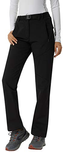 YUSHOW Pantalon Ski Femme Hiver Imperméable Pantalon de Randonnée Softshell Chaud Doublé Coupe Vent Polaire Pantalon de Montagne Escalade Snowboard Trekking, Noir, S