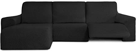 Milica sofaüberwurf ecksofa kurzer Schenkel Links schwarz Relax Stretch bezug Sofa Schutz butan Stoff abziehbar eckcouch relaxhusse schwarz stretchbezug