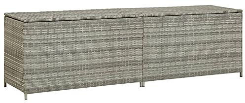 Suiwen Garden Storage Box - Waterproof Outdoor Poly Rattan Container in Grey, 200x50x60 cm