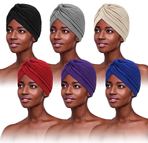 PHOGARY 6 Teile Plissee Turban Mütze Damen - Damen Turban für Haarausfall, Kopfbedeckung & Kopftuch, 6 Farben