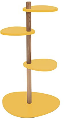 Ragaba Magla, supporto per piante con 3 piastre triangolari, larghezza 55 x profondità 50 x altezza 90 cm, facile da montare, in legno FSC, giallo ginestra