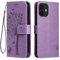 Topme Leder Tasche Hülle für iPhone 12 mini (5.4 Inches), [Katzen- Und Baummuster-Stil Handytasche] - Helles Lila