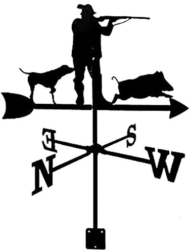 CAZARU Wetterfahne Garten-Wetterfahne mit schwarzem Jäger-Ornament, die die Windrichtung anzeigt, für Bauernhof, Scheune, Messwerkzeug, Hof, Dachmontage, einfache Verwendung