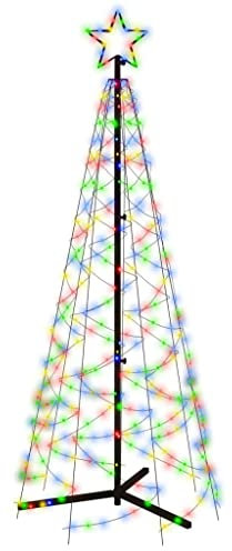 vidaXL LED Weihnachtsbaum Kegelform Tannenbaum Lichterbaum Weihnachtsdeko Stern Beleuchtung Außen Beleuchtet Lichterkette Mehrfarbig 200 LEDs 70x180cm