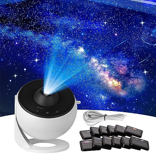 Galaxy Projector Light LED Galaxy Starry Light Projector Planetarium Star Projector with 12 Film Discs and Timer, Galaxy Projector for Adults Kids Bedroom